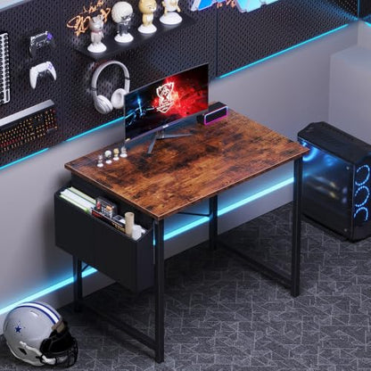 Small Computer Desk 31 Inch Gaming Desk for Home Office - Rusic Brown