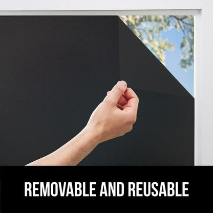 Gorilla Guard Window Privacy Film, Removable Two Way Sun Blocking, Reusable No Residue Stickers, Strong Static Clings to Glass Windows, Decorative Bathroom Door Coverings, 17.5 x 78.7 Inch, Black