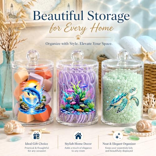 Deer Cotton Swab Holder with Lid - Clear Acrylic Woodland Bathroom Jar