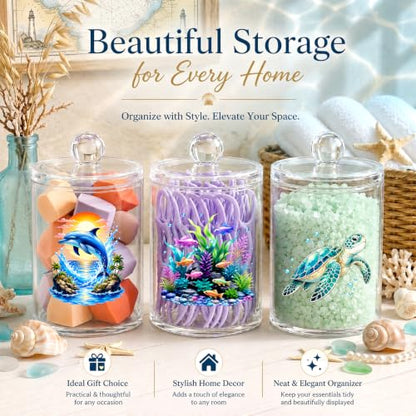 Deer Cotton Swab Holder with Lid - Clear Acrylic Woodland Bathroom Jar