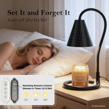 Candle Warmer Lamp Set - Black & White Iron Wax Melters with Timer & Dimmer