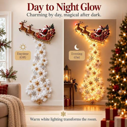 Christmas Magic Trail Wall Light with Santa Sleigh and Reindeer - Holiday Hanging Decor - Variation 5
