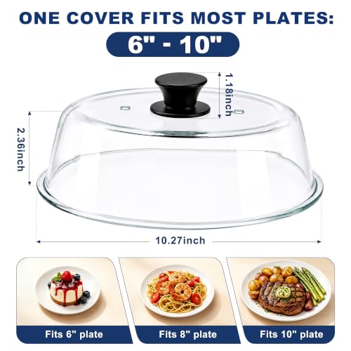 Glass Microwave Splatter Cover for Food 6-10 Inch - Borosilicate, Dishwasher Safe
