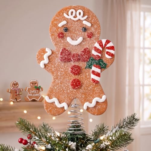 11 Inch Christmas Gingerbread Man Tree Topper Resin Holiday Decor