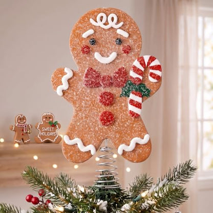 11 Inch Christmas Gingerbread Man Tree Topper Resin Holiday Decor