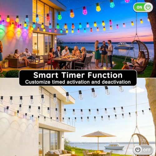 300FT RGB+IC Outdoor String Lights Dimmable Waterproof LED Bulbs - Multicolor DreamColor Chasing Lighting