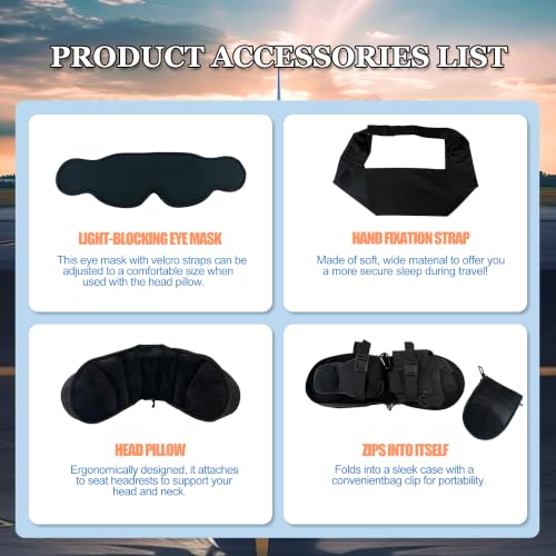 Black Airplane Sleep System with Eye Mask & Blanket - Long Flight Travel Essential