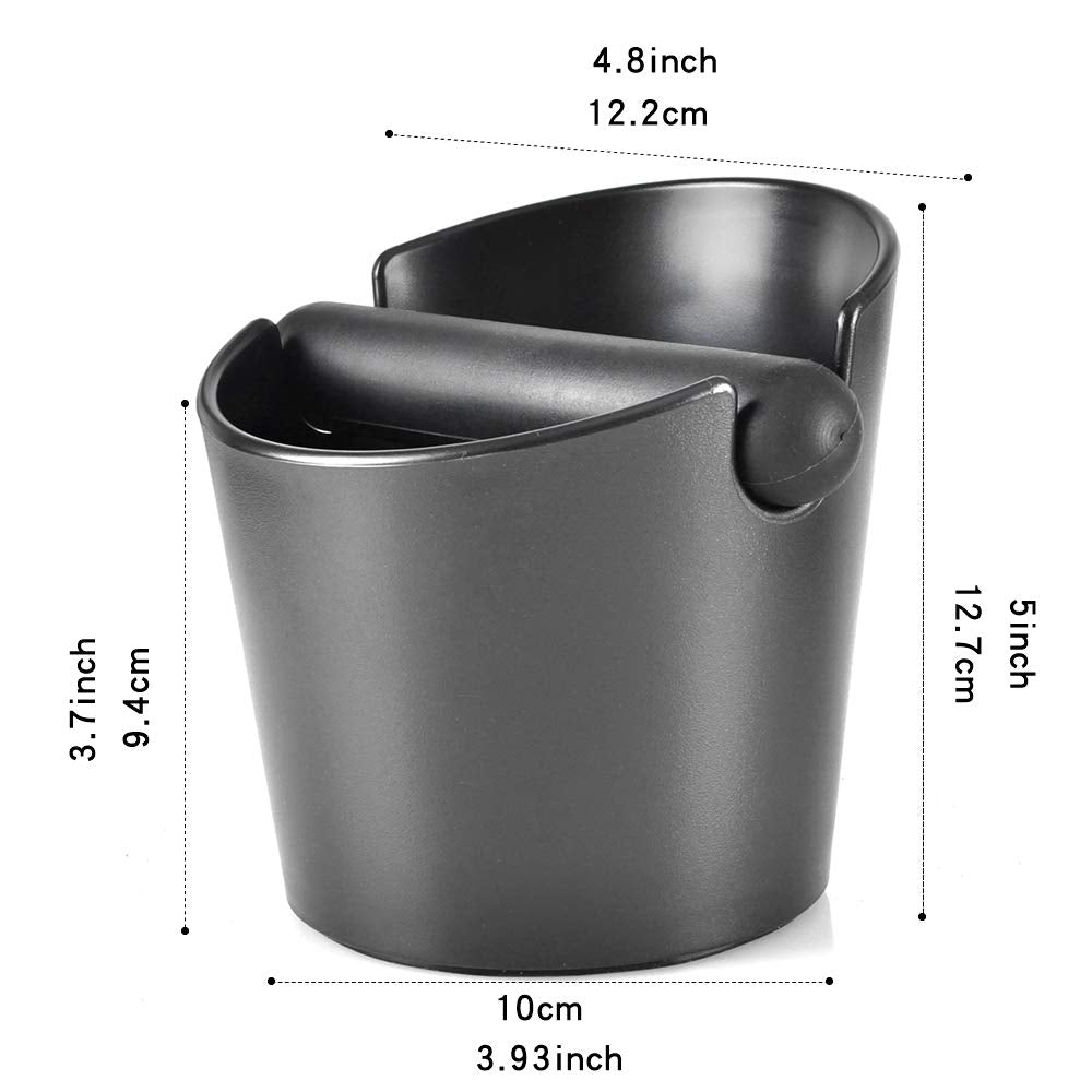 CAFEMASY Espresso Coffee Knock Box - Small Knock Box for Barista ABS Coffee Grind Knock Box Espresso Coffee Grounds Puck Dump Bin Grind Waste Bin with Detachable Knock Bar (Black)