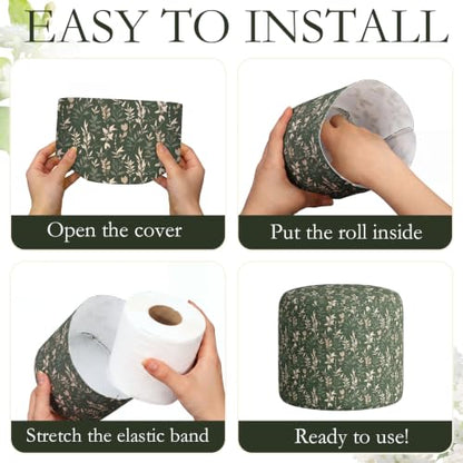 Grandmillennial Felt Toilet Paper Cover Set - Reusable 12 Pcs, Floral Design
