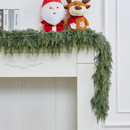6FT Real Touch Cedar Garland for Christmas Decorations - Full Greenery