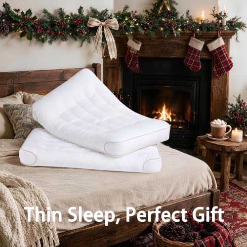White Flat Support Pillow for Sleeping Queen Size 1 Pack - High Support