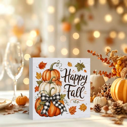 Happy3 Fall Wooden Sign - Rustic Pumpkin Autumn Home Decor