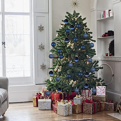 Deep Blue Christmas Ball Ornaments 30pcs 2.36 Inch Shatterproof Holiday Tree Decorations