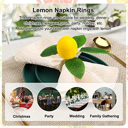 12-Pack Lemon Napkin Rings Set of 12 Faux Lemon Summer Farmhouse Table Decor