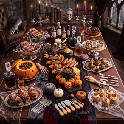 Halloween Coffin Charcuterie Board Set with Cheese Knives and Food Picks - Black