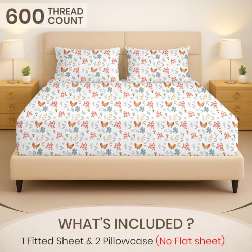 Egyptian Cotton Fitted Sheet Set - Rain Forest Pattern, Olympic Queen, 16" Deep Pockets