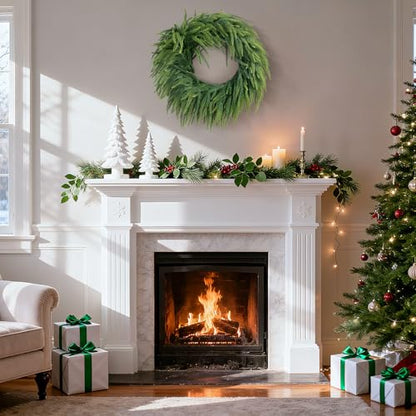 Artificial Christmas Wreath 24 Inch Norfolk Pine with Mix Green Branches - 2 Pieces