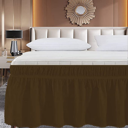 Wrap Around Bed Skirt, Luxurious 100% Egyptian Cotton 800 Thread Count 1 Pcs Bed Skirt, 18" Inch Drop - Twin Size (39" X 75") Inch, Chocolate Solid