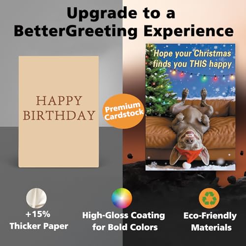 Funny Christmas Card with Dog Santa Hat - Humorous Holiday Greeting Card - WY-477