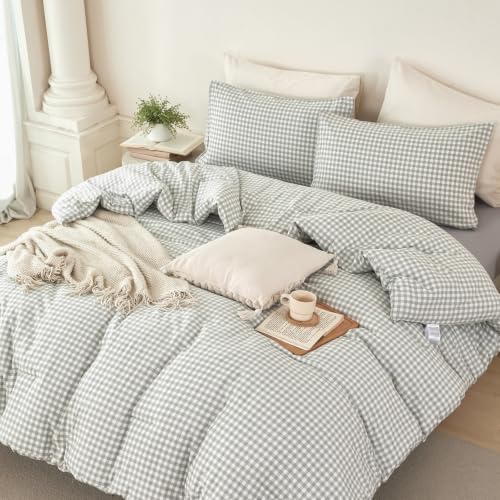 Gray Gingham Bed in a Bag King Size Comforter Set - 5 Pieces