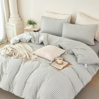 Gray Gingham Bed in a Bag King Size Comforter Set - 5 Pieces