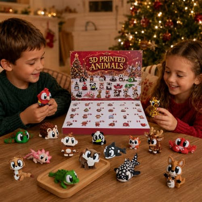 Christmas Advent Calendar with 3D Animal Figurines - Kids Holiday Countdown Toy