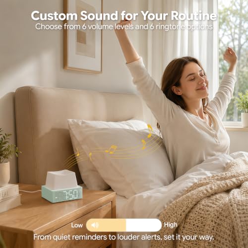 Green Keycap Alarm Clock with Sleep Mode & Dual Alarm - Rechargeable Digital Desk Clock