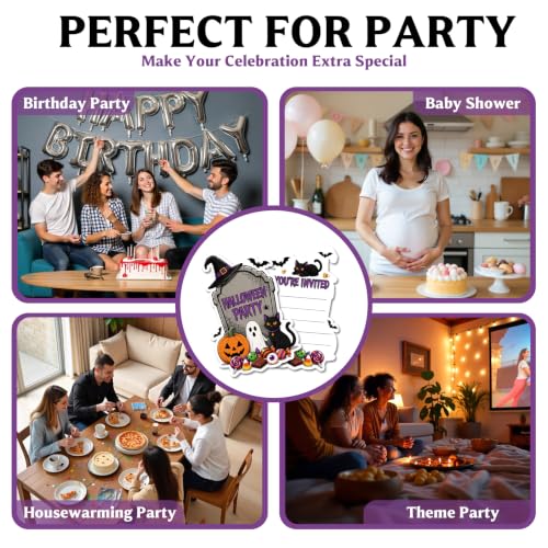 Halloween Tombstone Invitation Cards Set with Envelopes & Stickers - 15 Pack