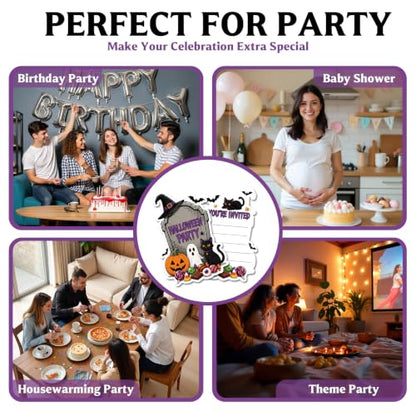 Halloween Tombstone Invitation Cards Set with Envelopes & Stickers - 15 Pack