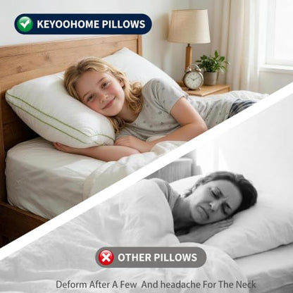 Queen Size Bed Pillows for Side Sleepers Set of 2 White - Adjustable Microfiber Fill