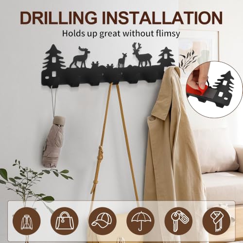 Deer Hook Rack 7-Hooks Adhesive & Screw Mount for Kitchen Bathroom Storage - Variation 2