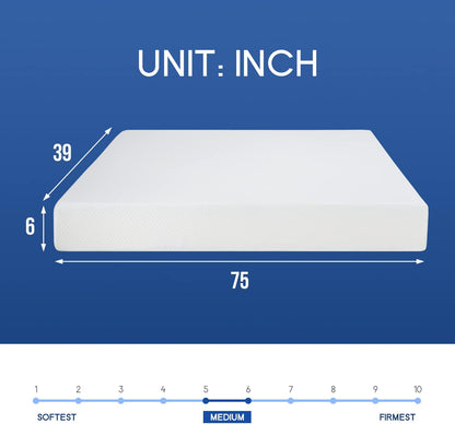 PayLessHere 6-Inch Twin Gel Memory Foam Mattress - Fiberglass Free & CertiPUR-US Certified for Cool Sleep