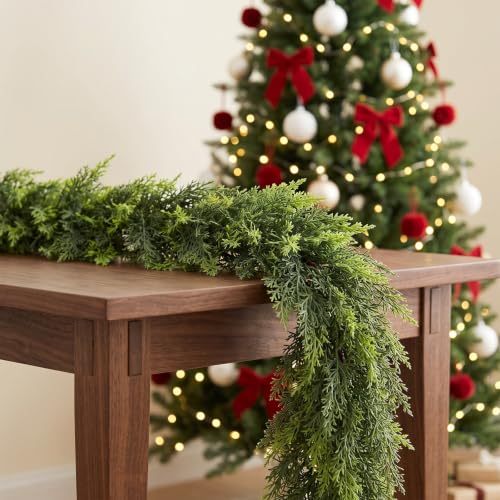 6FT Real Touch Cedar Garland for Mantel Fireplace - Pack of 4