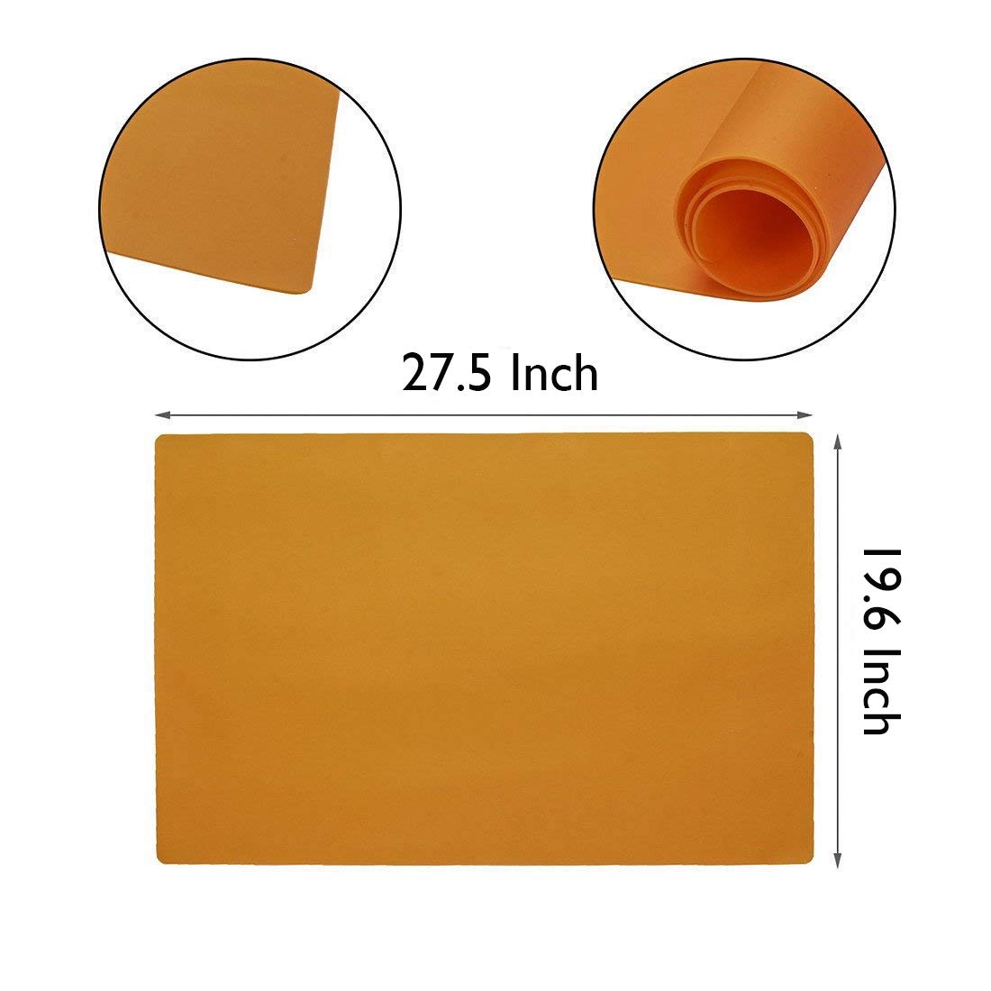 27.5 ''by 19.6 ''Oversize Silicone Placemat for Craft Flexible Multipurpose Extra Large Size Waterproof Baking Mat Plus Size Reusable Heat Resistant Counter Table Protector (Orange 1 PCS)