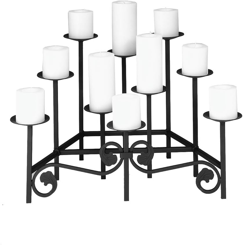 Minuteman International Cathedral Wrought Iron Fireplace Candelabra - Elegant Hearth Decor