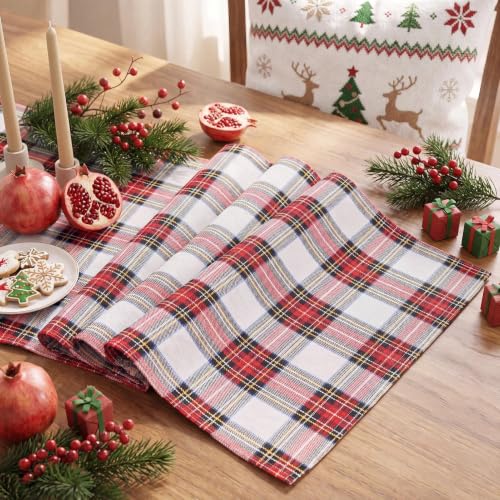 Christmas Checkered Table Runner - Red and White, 13 x 90 Inches - Variation: Red White Plaid