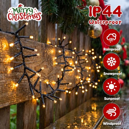Outdoor Waterproof Christmas Tree Lights 2000 LEDs 66FT Warm White - Twinkle & Firecracker Effect, 8 Modes