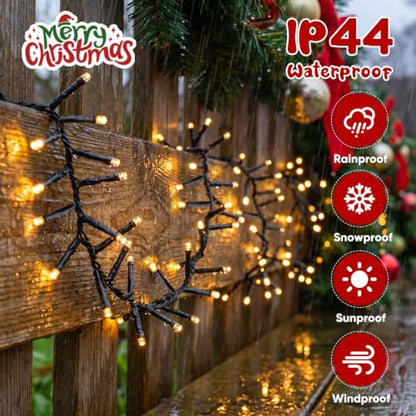 Outdoor Waterproof Christmas Tree Lights 2000 LEDs 66FT Warm White - Twinkle & Firecracker Effect, 8 Modes