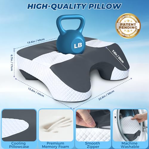 Side Sleeper Pillow with Arm Holes - Grey, 2-in-1 Shoulder Relief System
