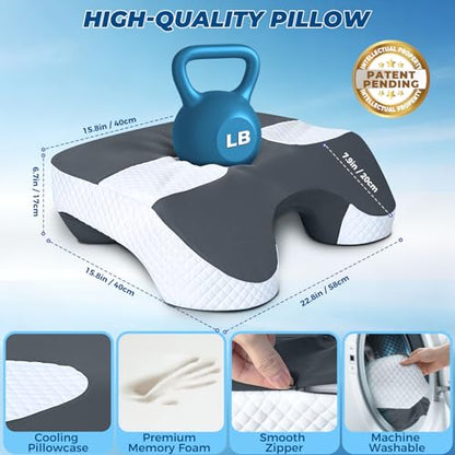 Side Sleeper Pillow with Arm Holes - Grey, 2-in-1 Shoulder Relief System
