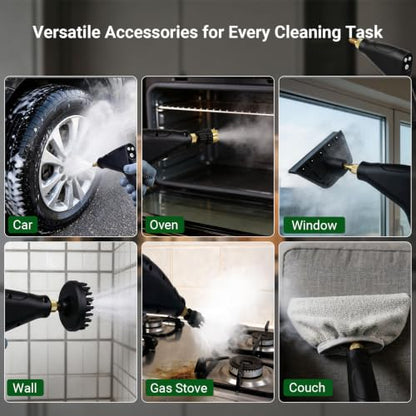 Handheld Steam Cleaner with 18 Accessories, 80-Minute Runtime, High-Pressure Steamer