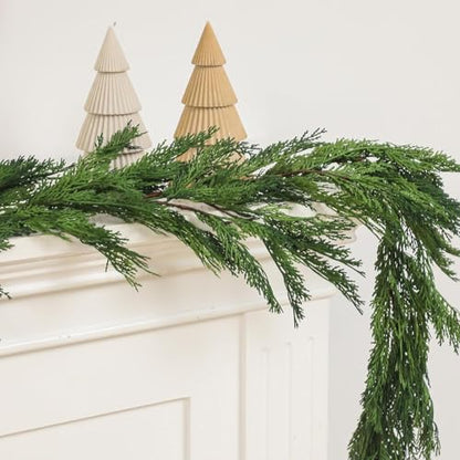 Artificial Christmas Cedar Garland 2 Pcs 6 ft - Realistic Faux Evergreen Decor