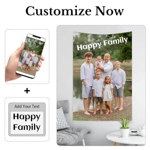 Personalized Vertical Wall Tapestry with Photo - Customizable Home Decor - Portrait Variation