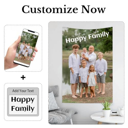 Personalized Vertical Wall Tapestry with Photo - Customizable Home Decor - Portrait Variation