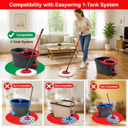 10 Pack Microfiber Mop Head Replacements for Spin Mop Systems - EasyWring Compatible