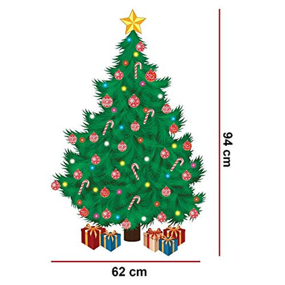 Christmas Decorations Wall Stickers Set - Traditional Christmas Tree Design