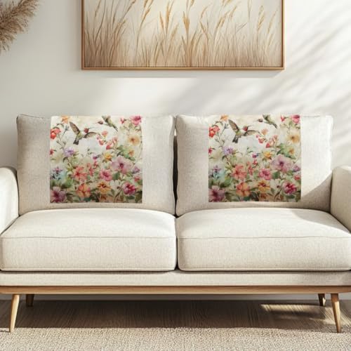 Hummingbird Floral Recliner Headrest Protector - Easy to Install, 17x27 Inch