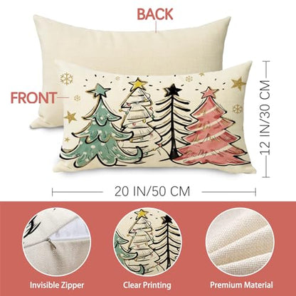 Christmas Tree Lumbar Decorative Throw Pillow Cover 12 x 20 Inches - Pack of 1