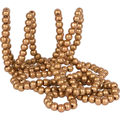 9Ft Rustic Gold Wood Bead Garland for Christmas and Holiday Decor