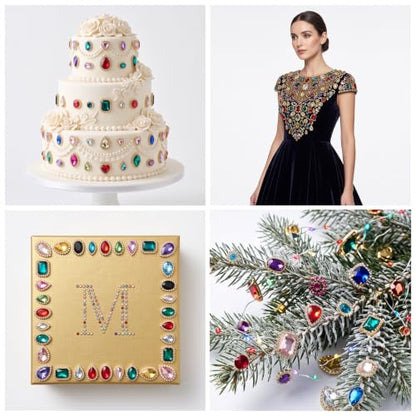 Acrylic Gemstone Cake Topper Set - 100 Assorted Decorative Gems for Birthday & Celebration Cakes